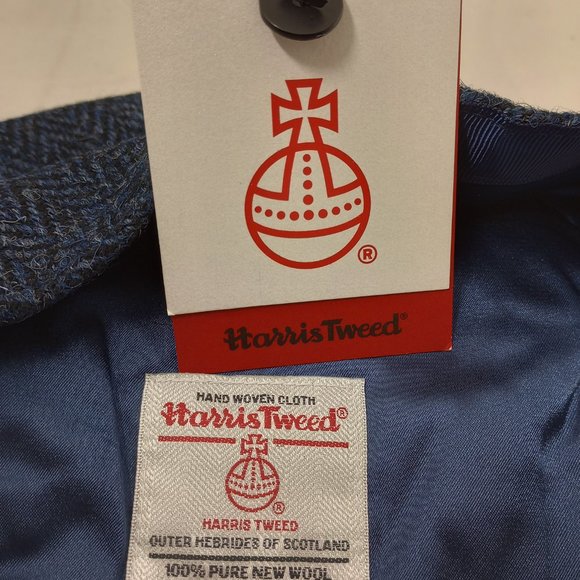 Hartside HS14 Scottish Highland Harris Tweed® Flat Cap Blue-Black - CHOOSE SIZE - Picture 9 of 11